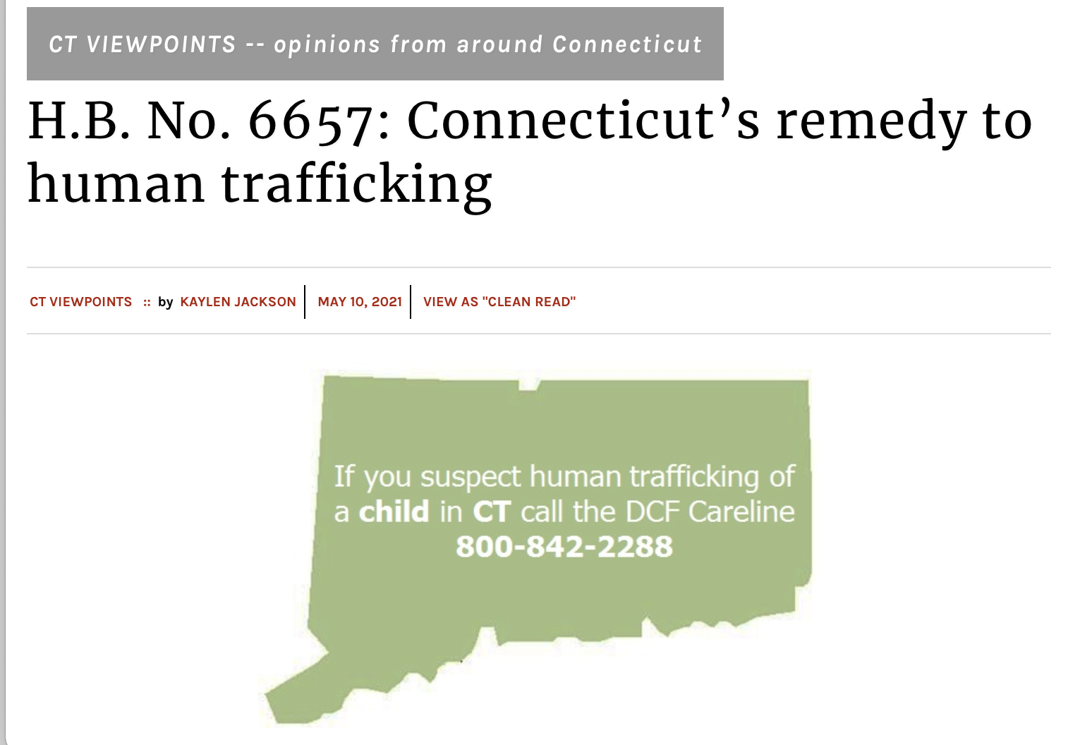 H.B. No. 6657: Connecticut’s Remedy To Human Trafficking - Love146